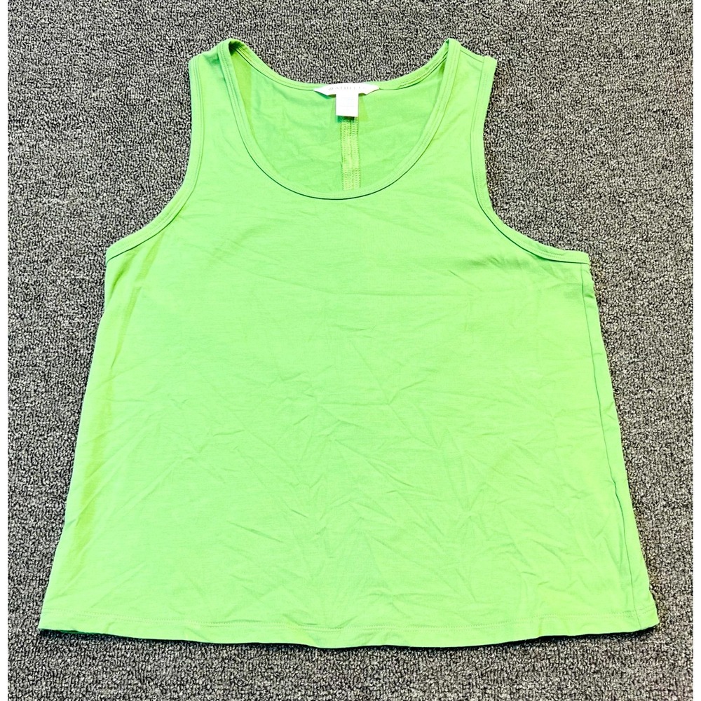 Athleta Tank Top Women Small Lime Green Stretch Athleisure Sleeveless Round Neck